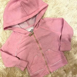 Distressed pink zip up hoodie